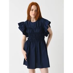 MISA Los Angeles Women's Radha Ruffled Mini Dress Navy XS